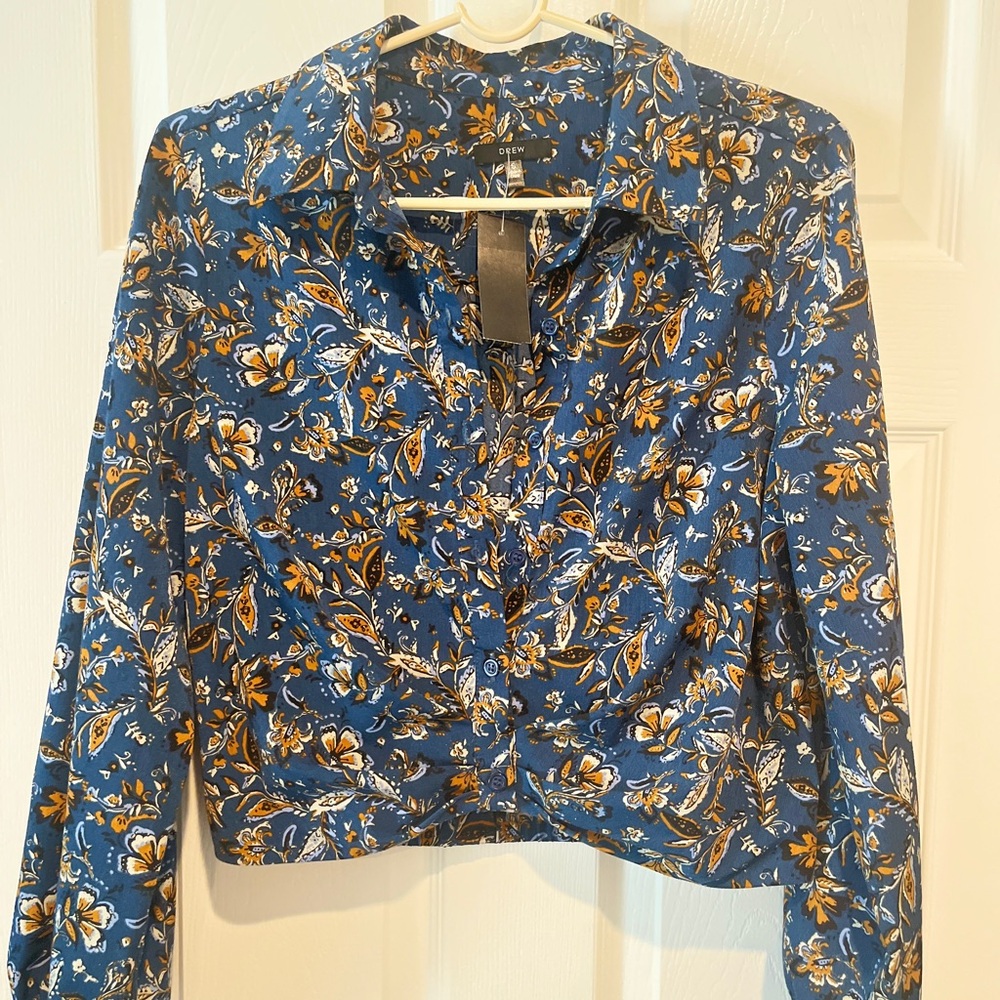 DREW Blue Floral Blouse